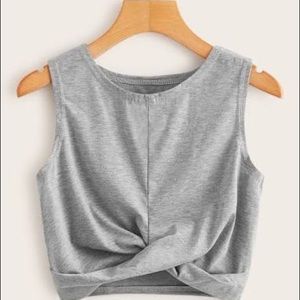 Topshop Gray Twist Front Crop Top